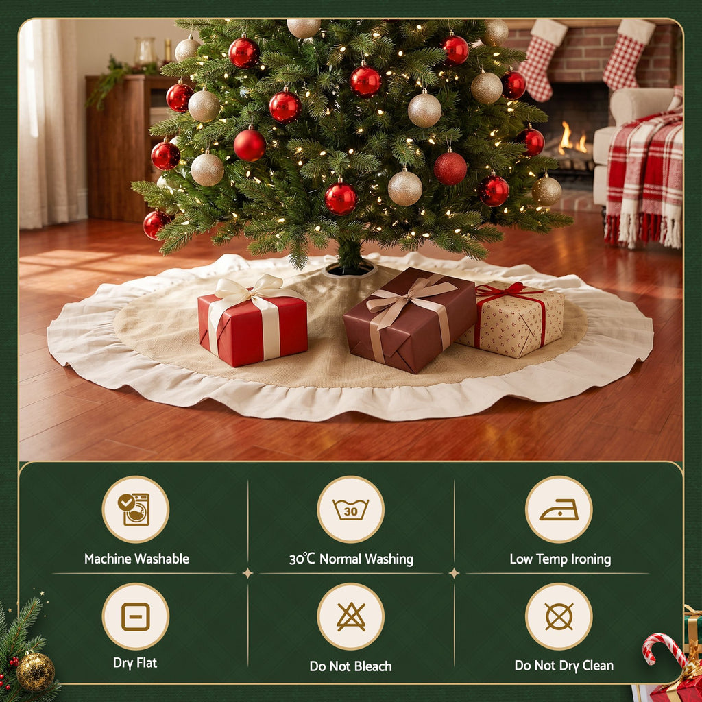 Linen Christmas Tree Skirt, 120 cm – Jingle Jollys