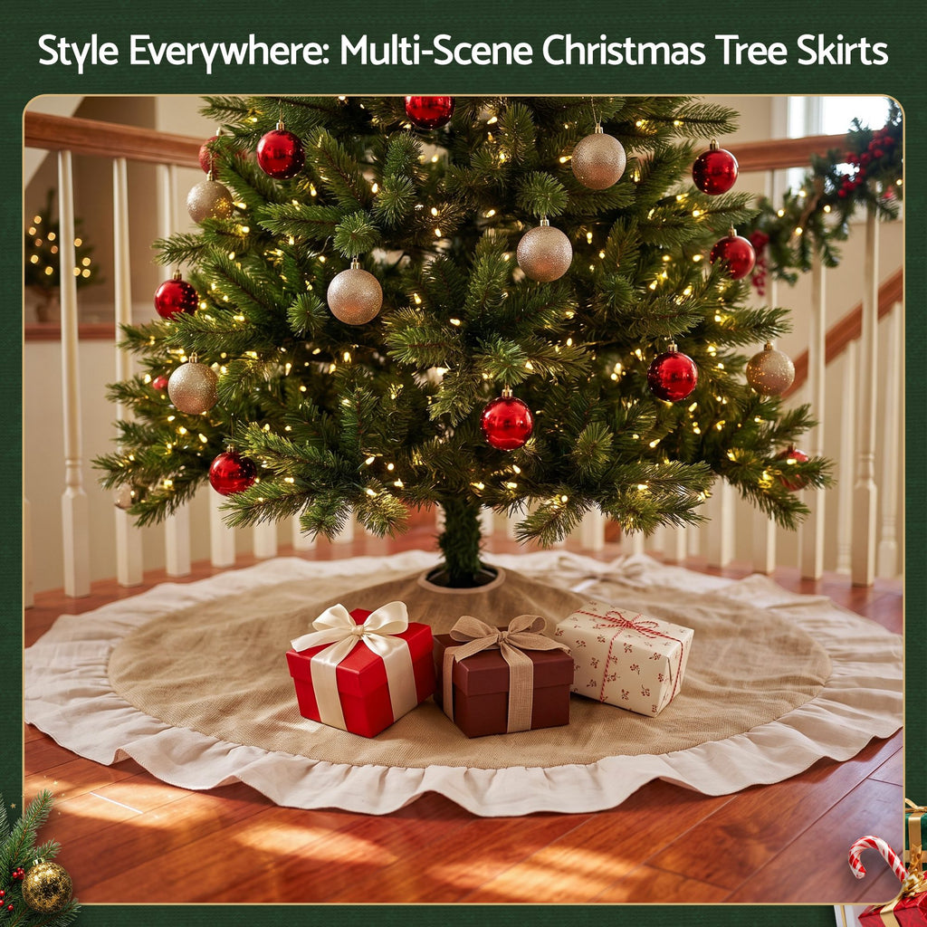 Linen Christmas Tree Skirt, 120 cm – Jingle Jollys