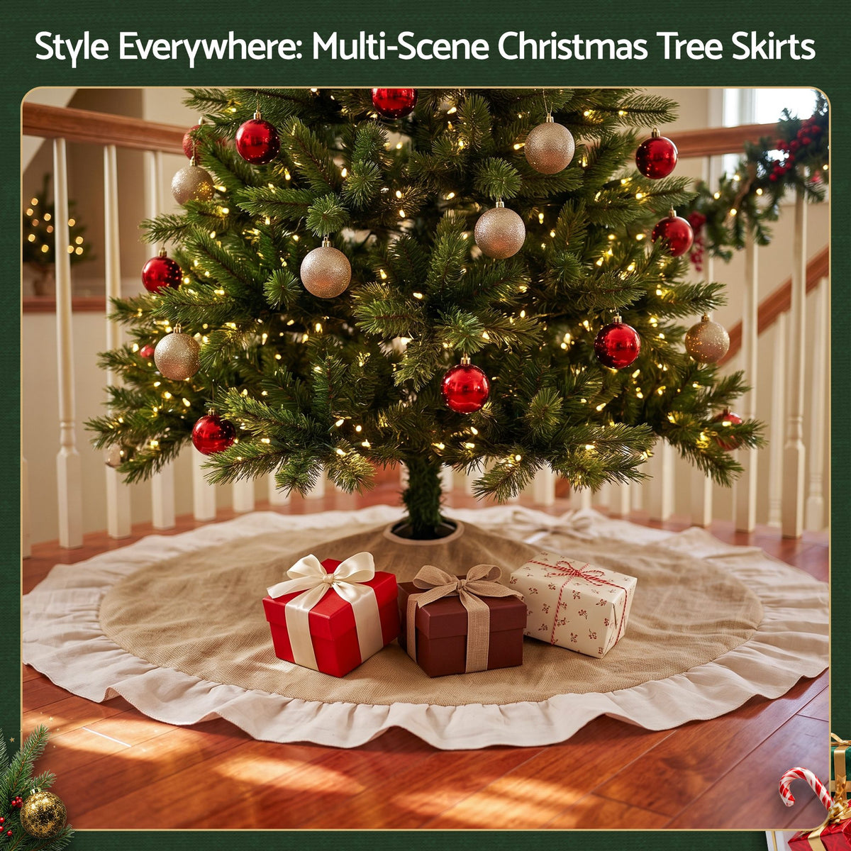 Linen Christmas Tree Skirt, 120 cm – Jingle Jollys