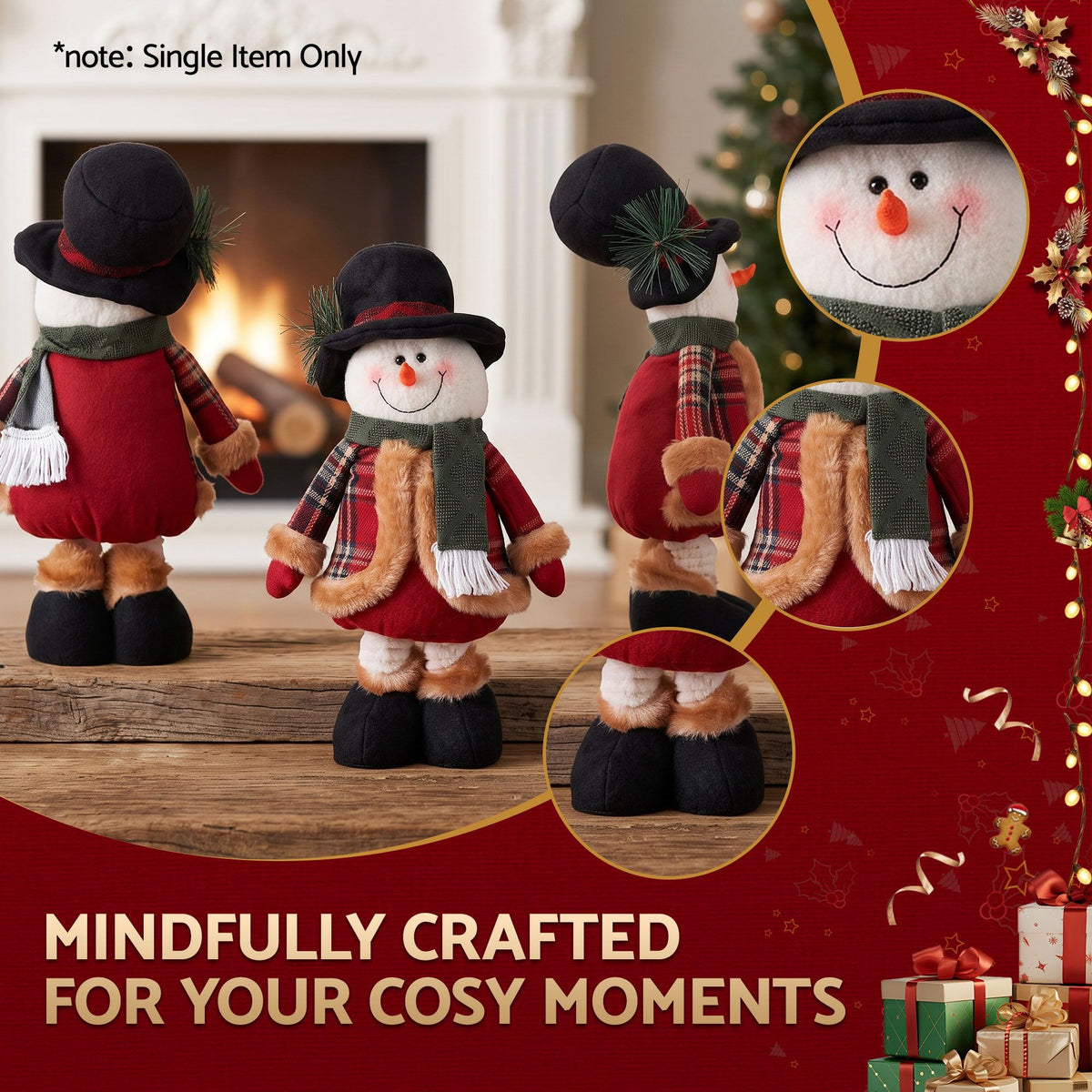 Telescopic Snowman Christmas Ornament, 40-56 cm Tabletop – Jingle Jollys