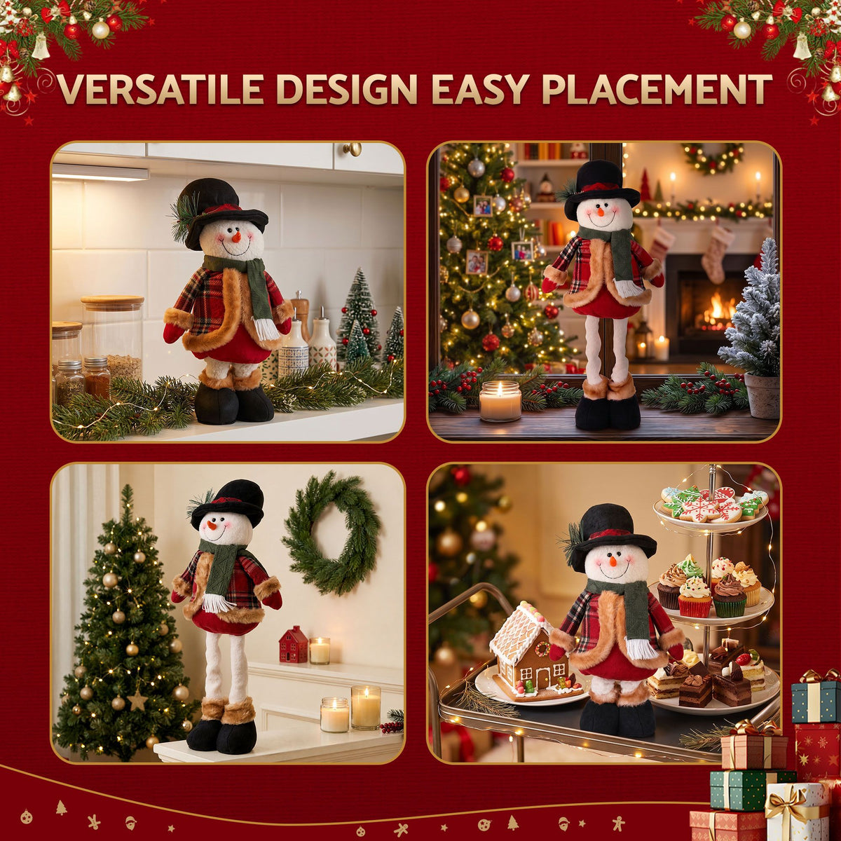 Telescopic Snowman Christmas Ornament, 40-56 cm Tabletop – Jingle Jollys