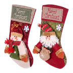 3D Plush Santa & Snowman Christmas Stockings, 43.5 cm – Set of 2, Jingle Jollys