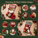 3D Plush Santa & Snowman Christmas Stockings, 43.5 cm – Set of 2, Jingle Jollys
