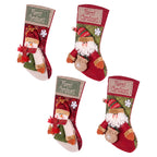 3D Plush Santa & Snowman Christmas Stockings, 43.5 cm – Set of 4, Jingle Jollys