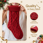 Personalised Knitted Christmas Stockings with Leather Patch, Solid Colour – Set of 3, Jingle Jollys