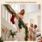 Personalised Knitted Christmas Stockings with Leather Patch, Solid Colour – Set of 3, Jingle Jollys
