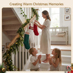 Personalised Knitted Christmas Stockings with Leather Patch, Contrast Colour – Set of 3, Jingle Jollys