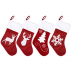 Velvet Christmas Stockings, 46.5 cm Red & White – Set of 4, Jingle Jollys
