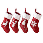 Velvet Christmas Stockings, 46.5 cm Red & White – Set of 4, Jingle Jollys