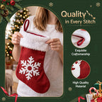 Velvet Christmas Stockings, 46.5 cm Red & White – Set of 4, Jingle Jollys