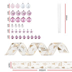 Ribbon Bauble Christmas Tree Decoration Set – 34 Pieces, Jingle Jollys