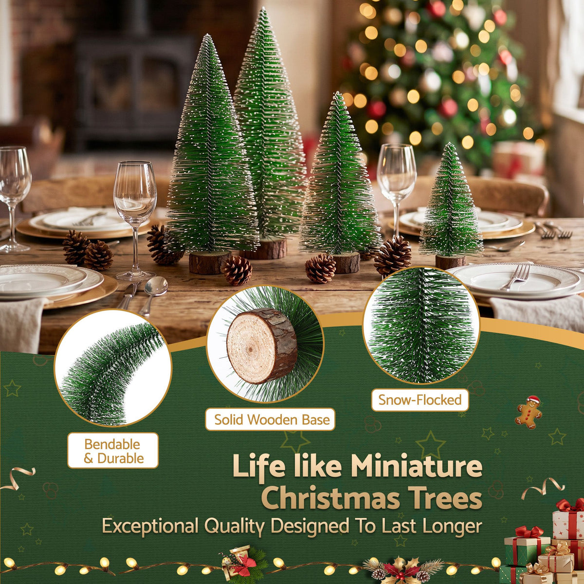 Mini Frosted Christmas Tree Table Decorations, Set of 4 – Jingle Jollys