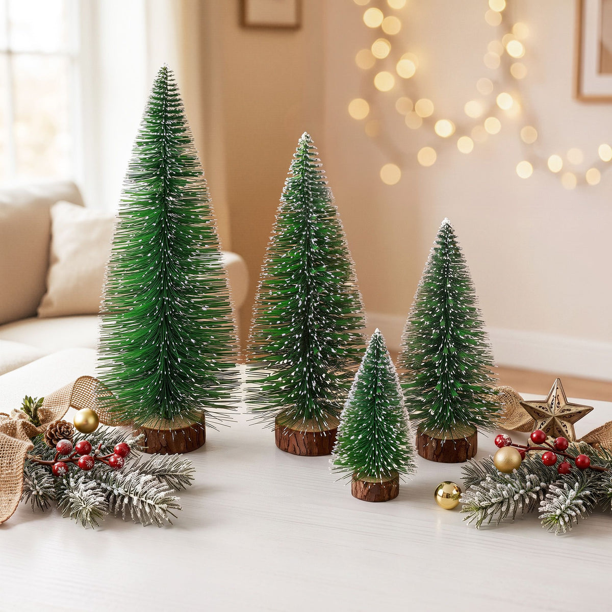 Mini Frosted Christmas Tree Table Decorations, Set of 4 – Jingle Jollys