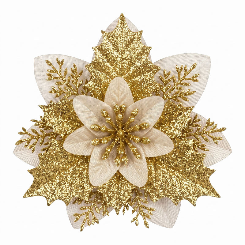Poinsettia Christmas Tree Flowers – Set of 10, Jingle Jollys