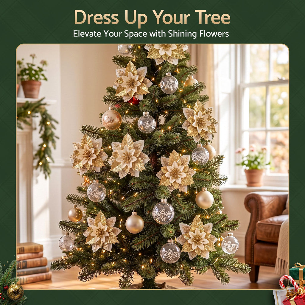 Poinsettia Christmas Tree Flowers – Set of 10, Jingle Jollys