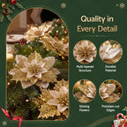 Poinsettia Christmas Tree Flowers – Set of 10, Jingle Jollys