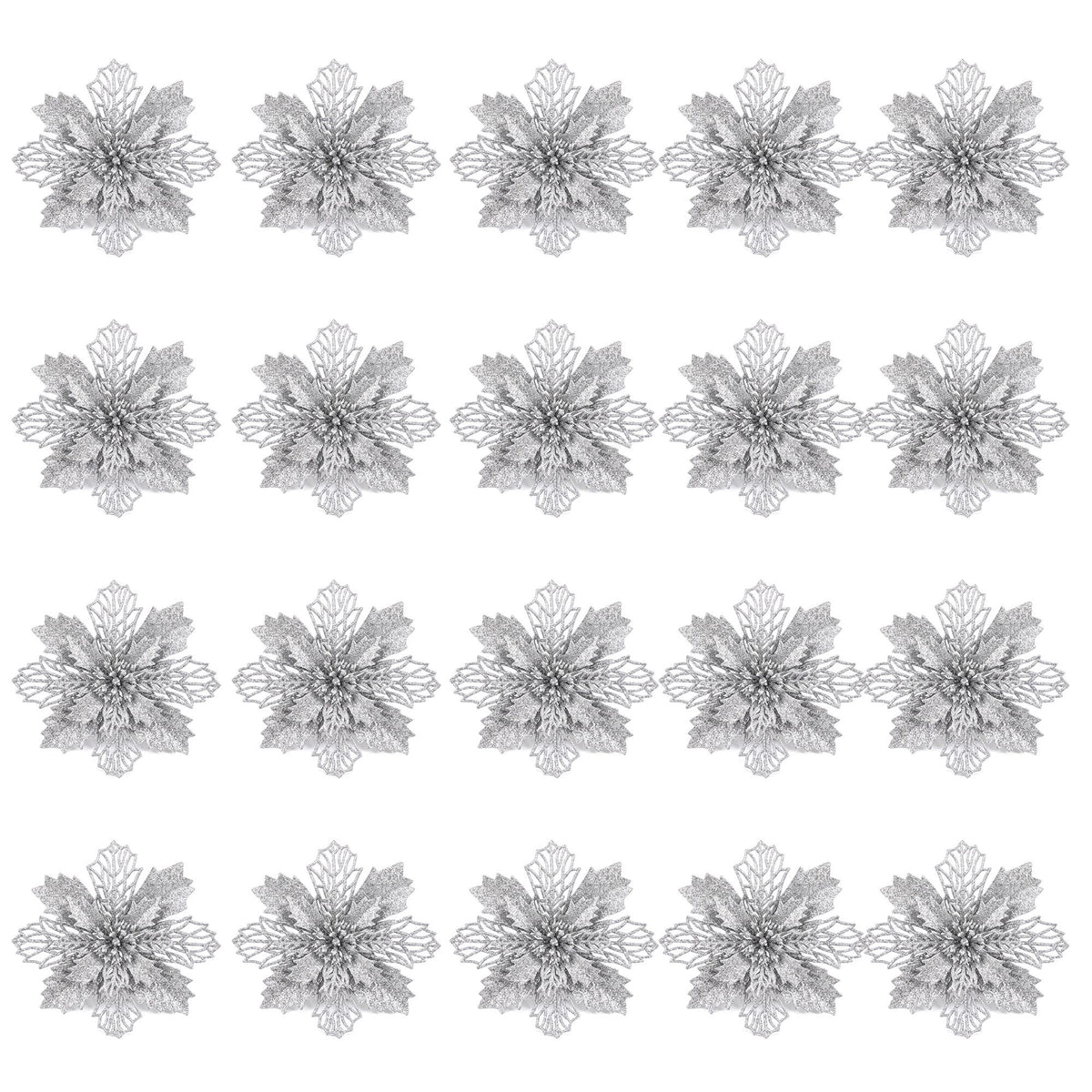 Poinsettia Christmas Tree Flowers – Set of 20, Jingle Jollys