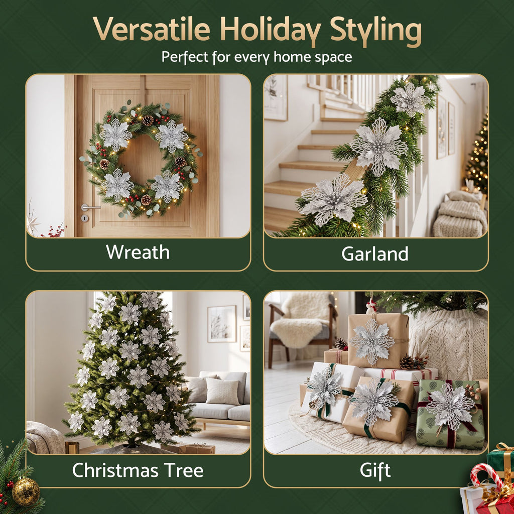 Poinsettia Christmas Tree Flowers – Set of 20, Jingle Jollys