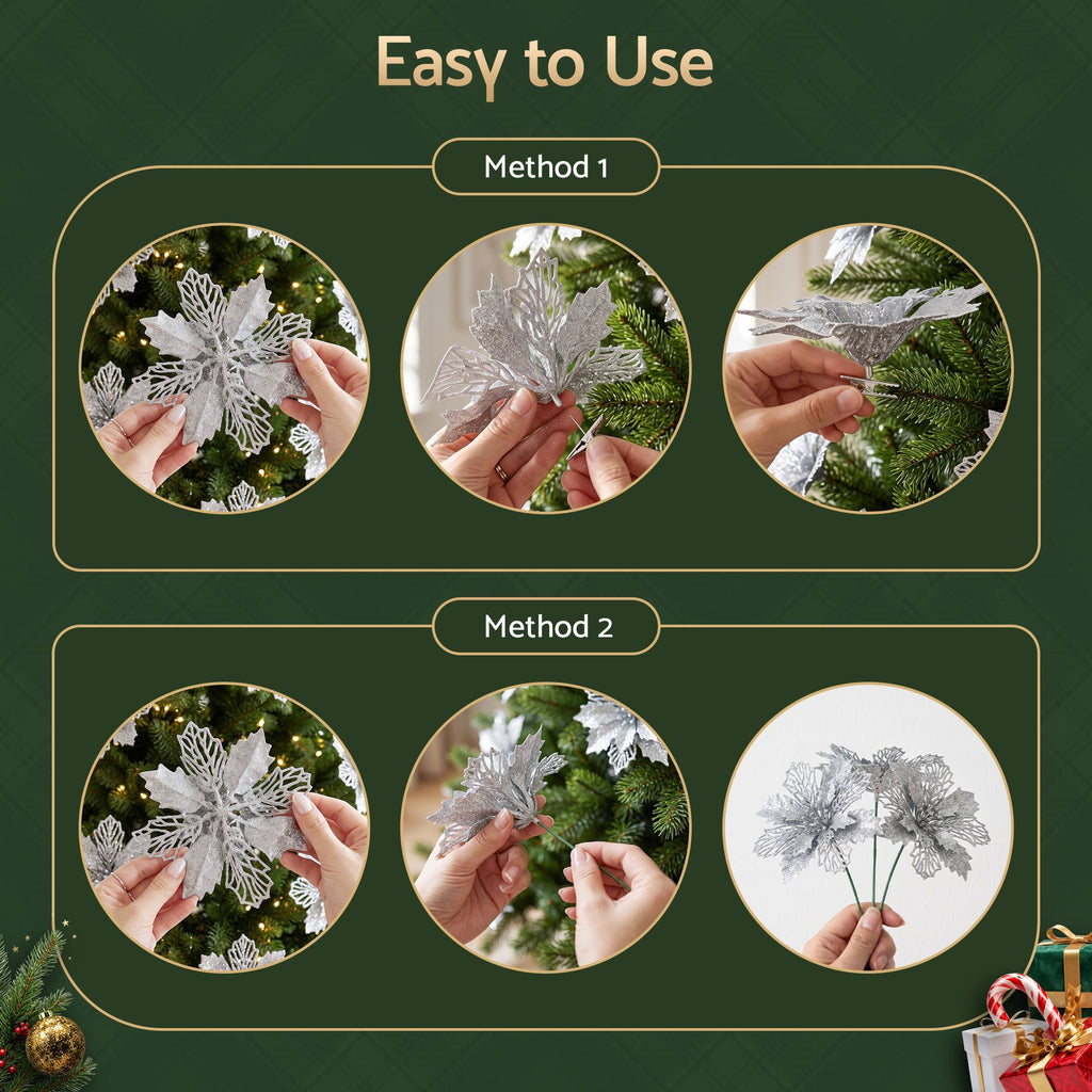 Poinsettia Christmas Tree Flowers – Set of 20, Jingle Jollys