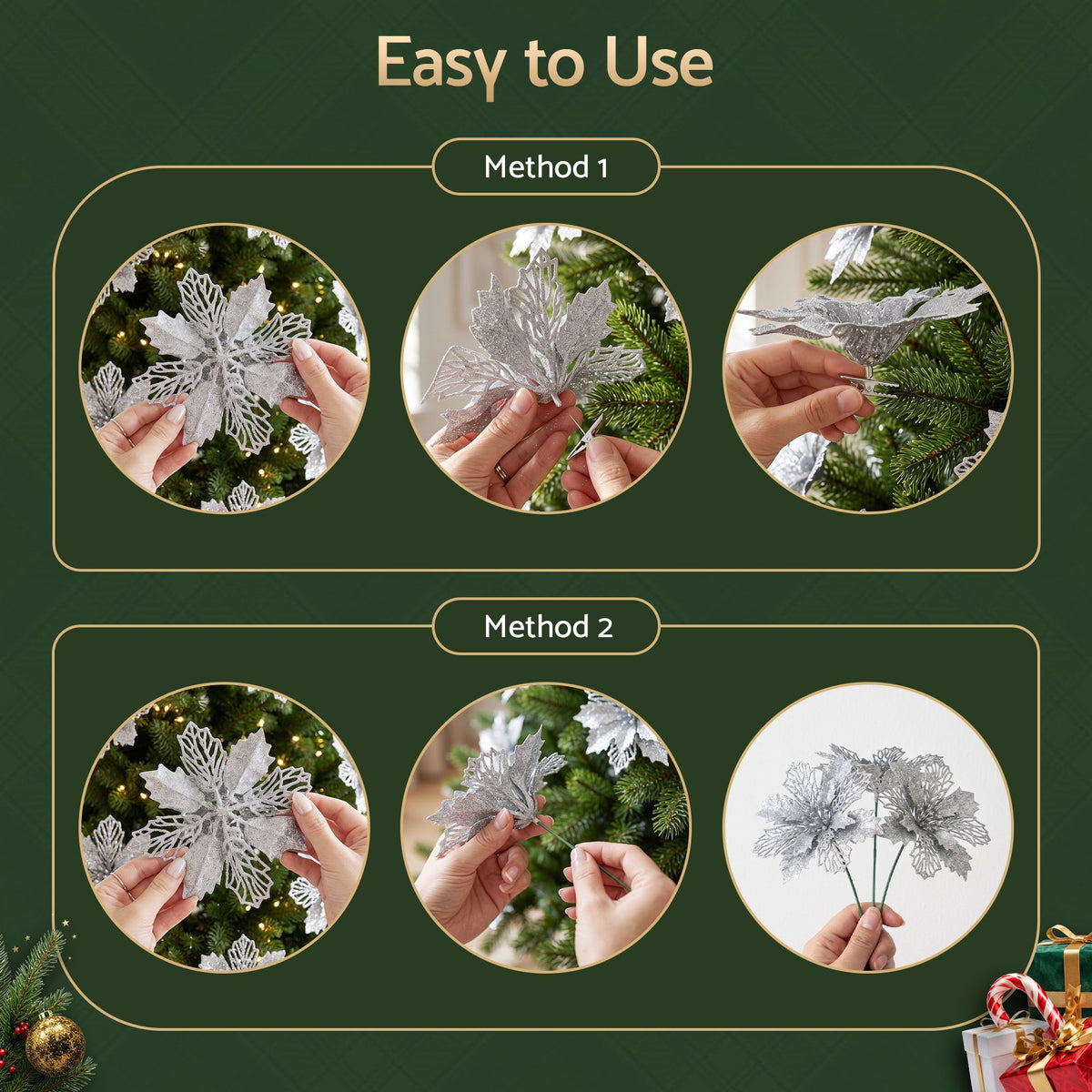 Poinsettia Christmas Tree Flowers – Set of 20, Jingle Jollys