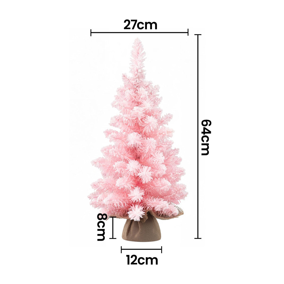 Pink Flocked Mini Christmas Tree, 60 cm Tabletop – Jingle Jollys