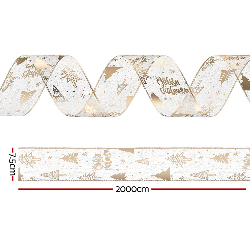Gold Printed Christmas Ribbon Roll, 20 m – Jingle Jollys