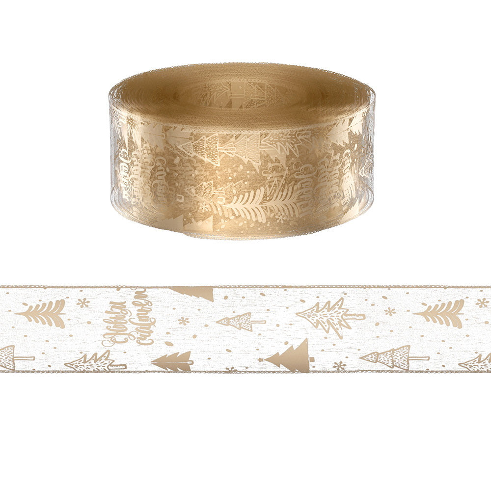 Gold Printed Christmas Ribbon Roll, 20 m – Jingle Jollys