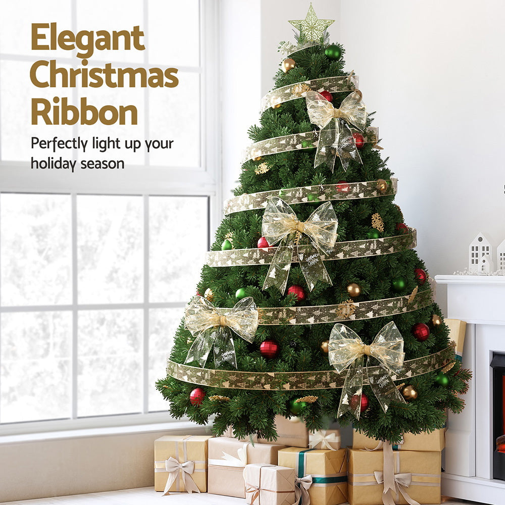Gold Printed Christmas Ribbon Roll, 20 m – Jingle Jollys