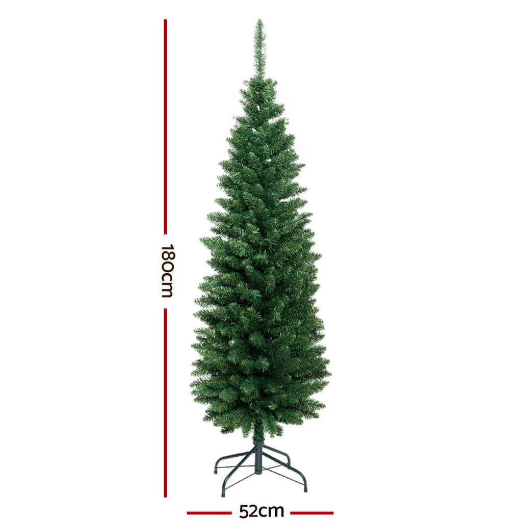 Slim Green Christmas Tree, 1.8 m with 300 Tips – Jingle Jollys