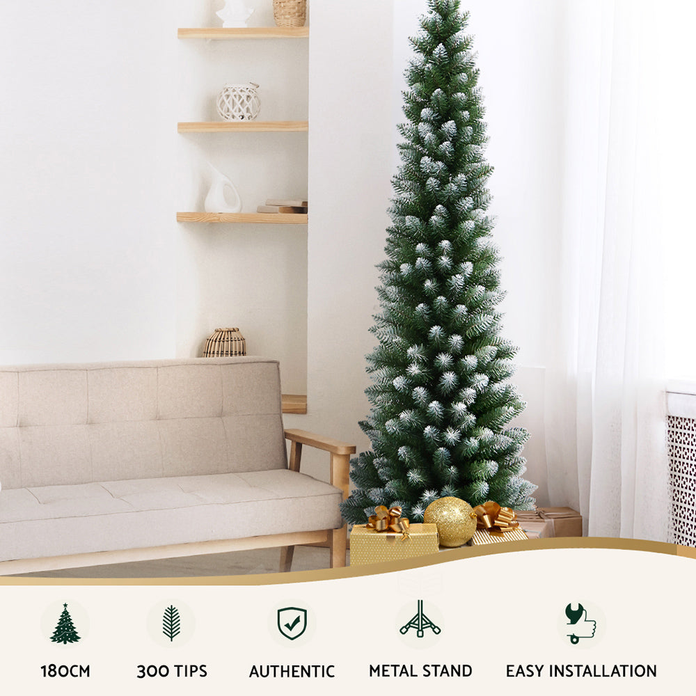 Slim Snowy Christmas Tree, 1.8 m with 300 Tips – Jingle Jollys