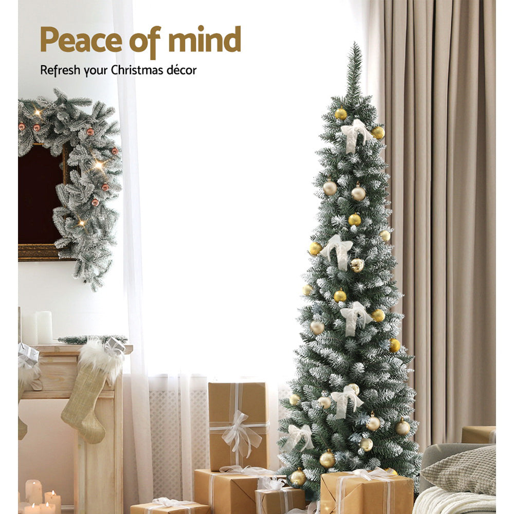 Slim Snowy Christmas Tree, 1.8 m with 300 Tips – Jingle Jollys