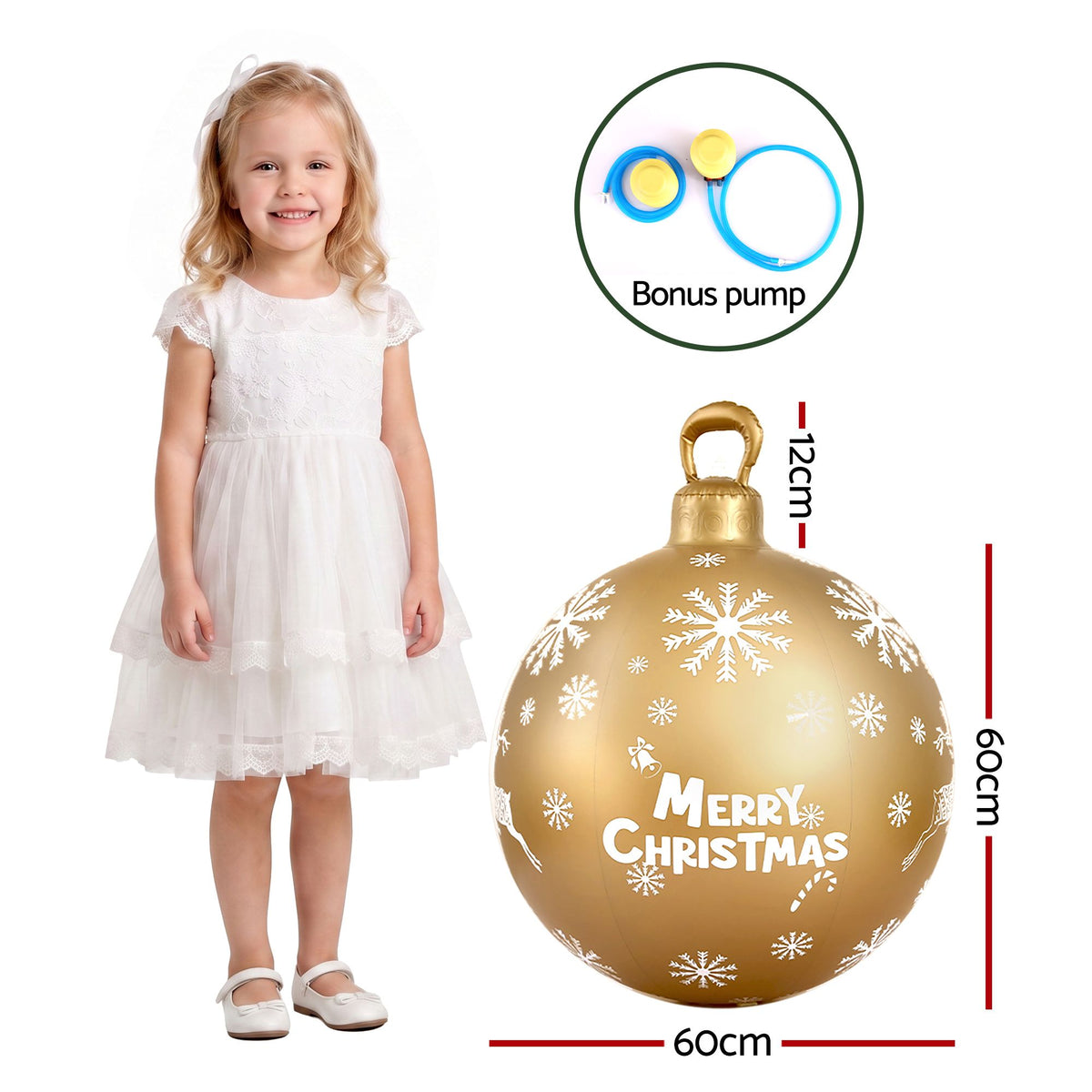 Giant Inflatable Christmas Bauble, 60 cm Outdoor Gold – Jingle Jollys