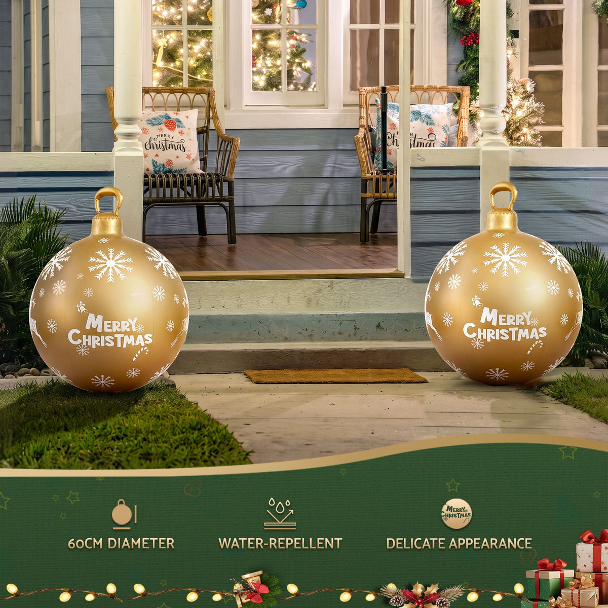 Giant Inflatable Christmas Bauble, 60 cm Outdoor Gold – Jingle Jollys