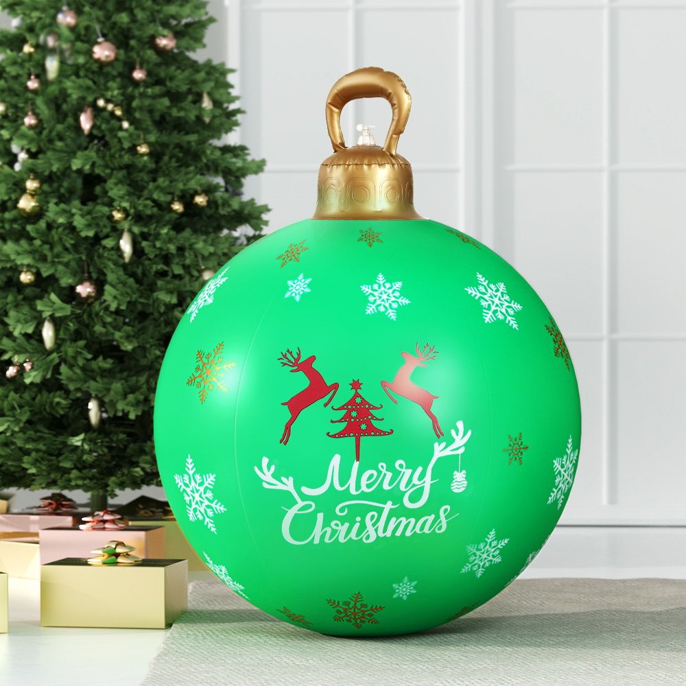 Giant inflatable Christmas bauble 60cm outdoor green – front view