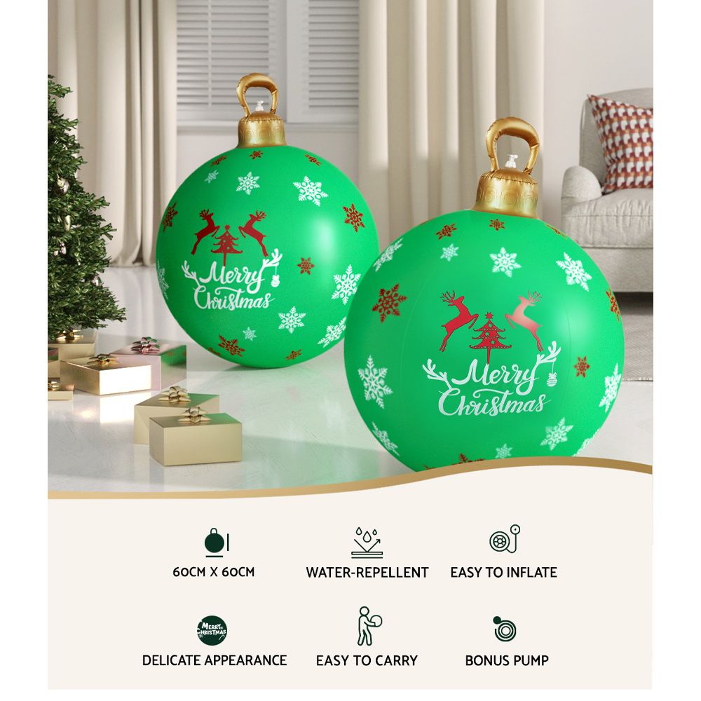 Inflatable green bauble dimensions diagram