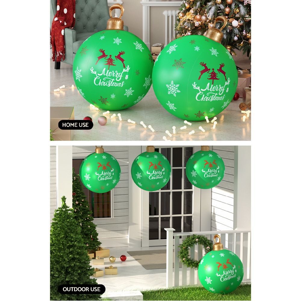 Giant inflatable green Christmas bauble packaging