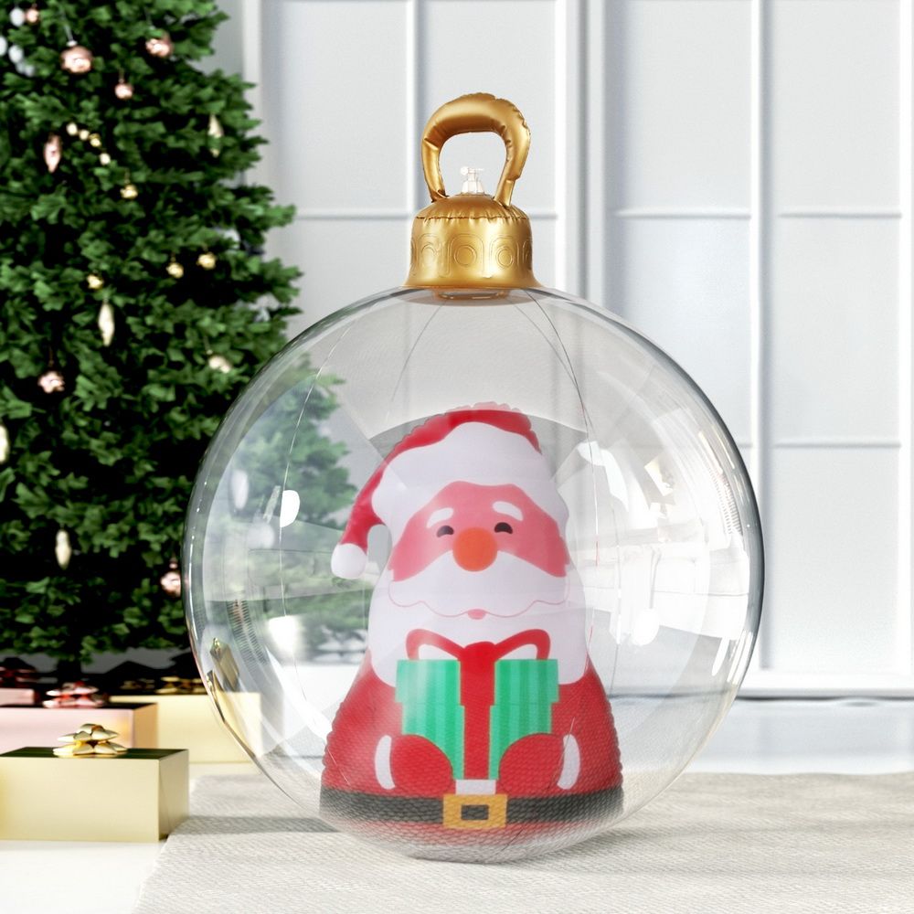 Giant Inflatable Christmas Bauble, 60 cm Clear Santa Design – Jingle Jollys