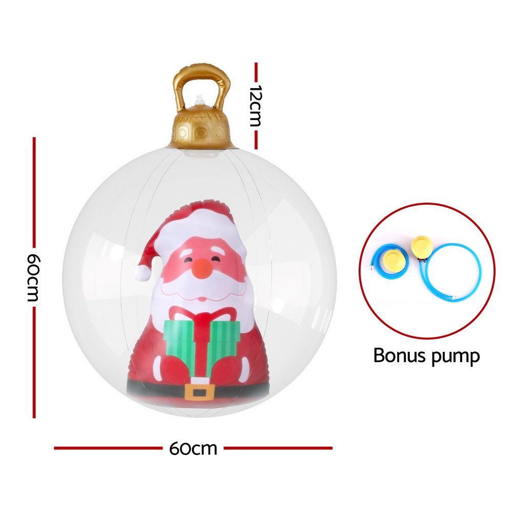 Giant Inflatable Christmas Bauble, 60 cm Clear Santa Design – Jingle Jollys