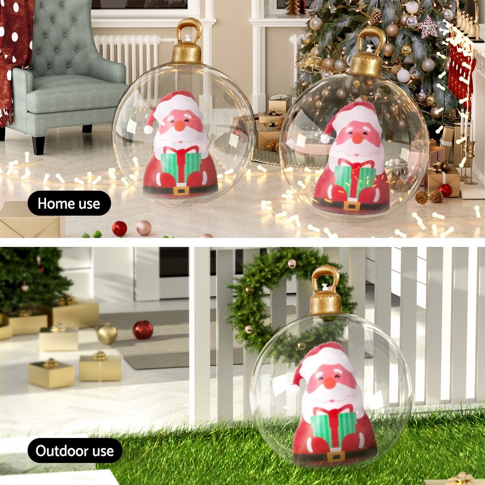 Giant Inflatable Christmas Bauble, 60 cm Clear Santa Design – Jingle Jollys