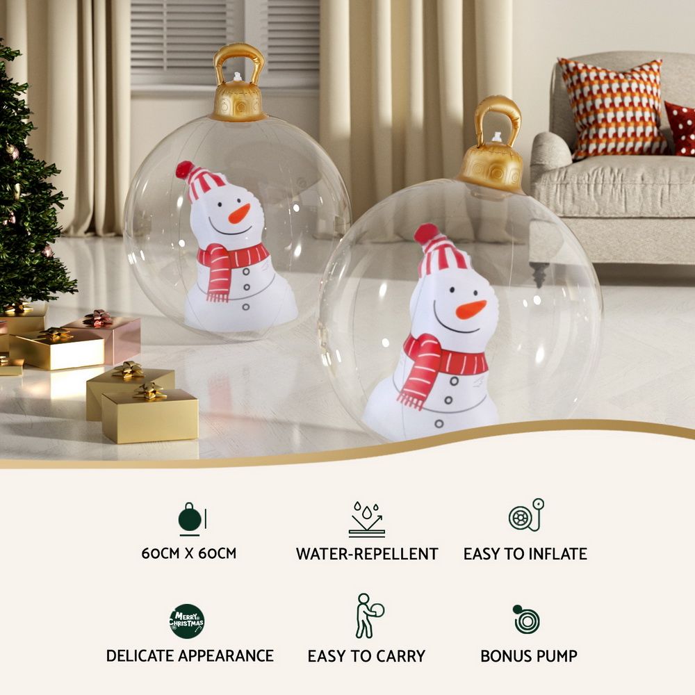 Giant Inflatable Christmas Bauble, 60 cm Snowman Design – Jingle Jollys
