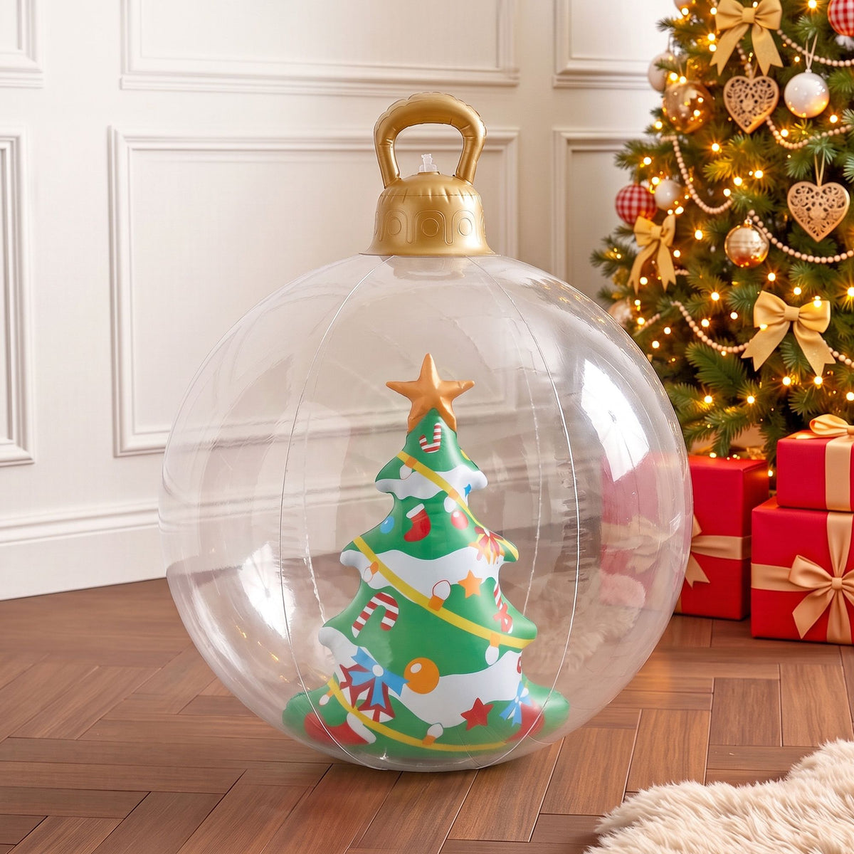 Giant Inflatable Christmas Bauble, 60 cm Clear Tree Design – Jingle Jollys