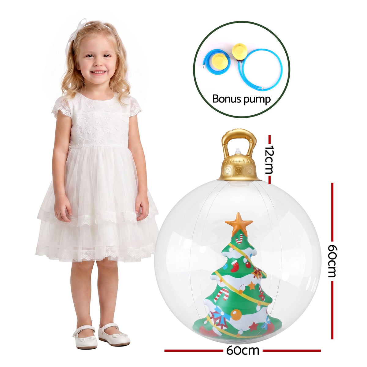 Giant Inflatable Christmas Bauble, 60 cm Clear Tree Design – Jingle Jollys