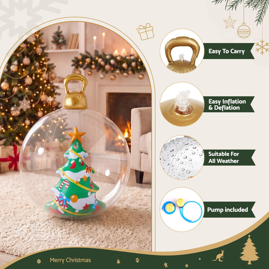 Giant Inflatable Christmas Bauble, 60 cm Clear Tree Design – Jingle Jollys