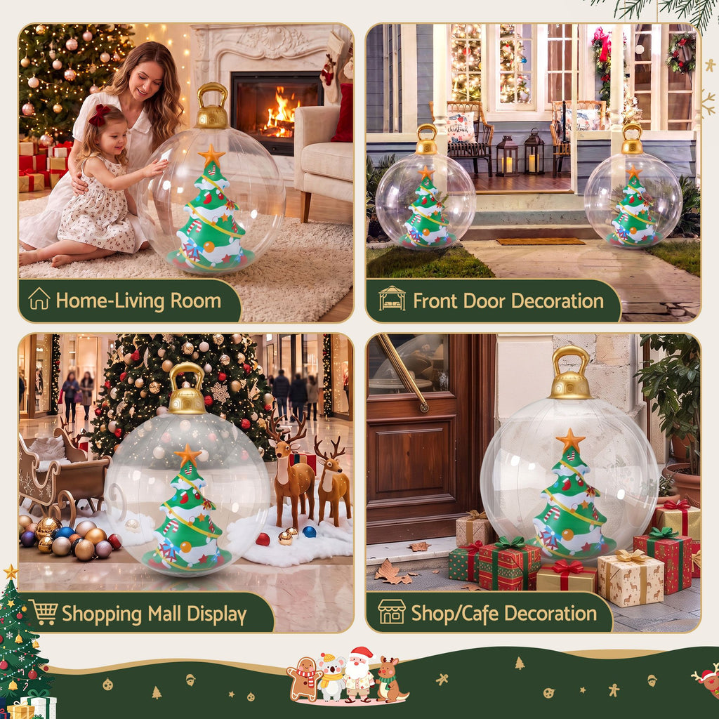 Giant Inflatable Christmas Bauble, 60 cm Clear Tree Design – Jingle Jollys