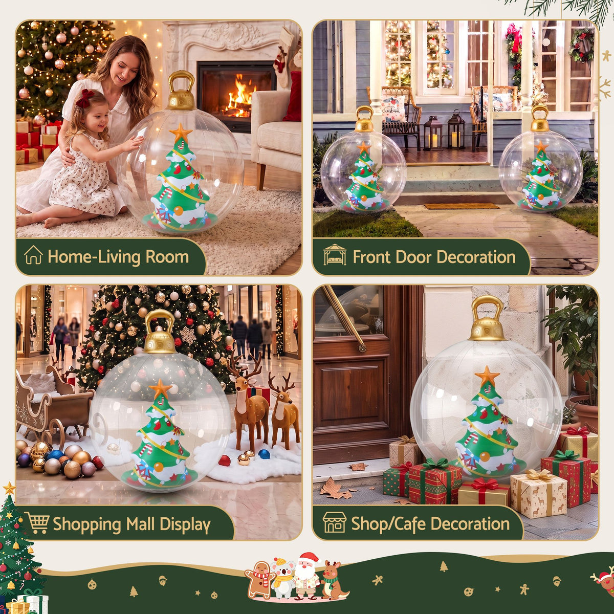 Giant Inflatable Christmas Bauble, 60 cm Clear Tree Design – Jingle Jollys