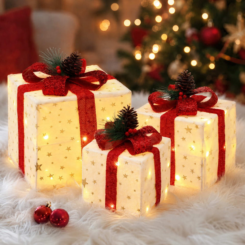 Lighted Christmas Gift Boxes – Set of 3, Jingle Jollys