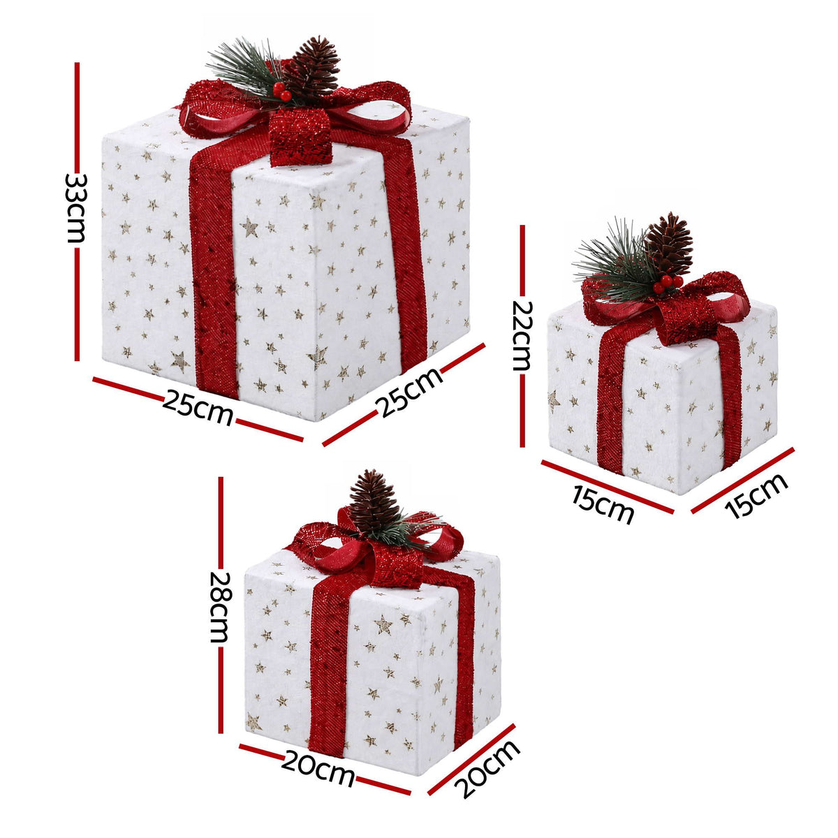 Lighted Christmas Gift Boxes – Set of 3, Jingle Jollys