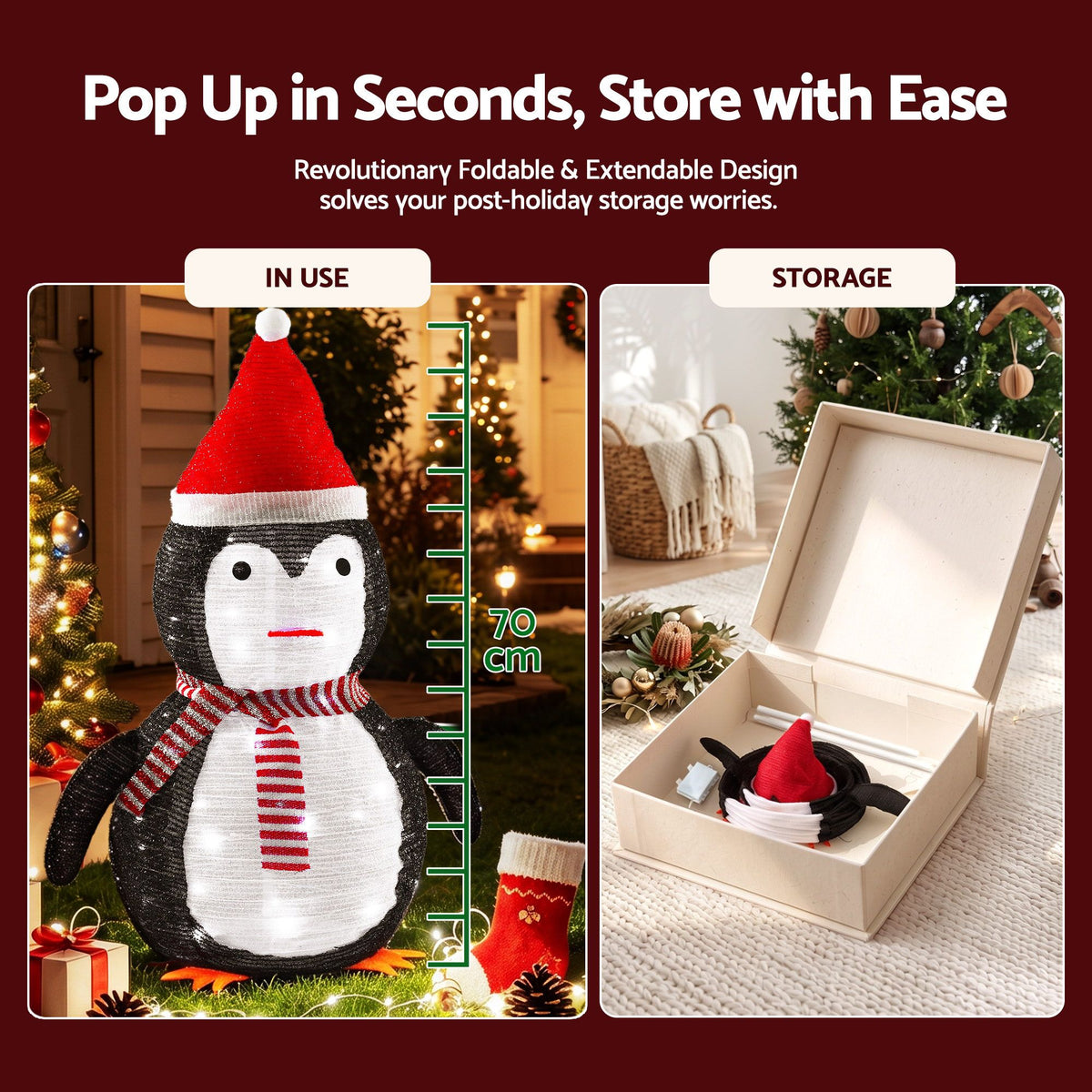 LED Pop-Up Penguin Christmas Display, 70 cm – Jingle Jollys