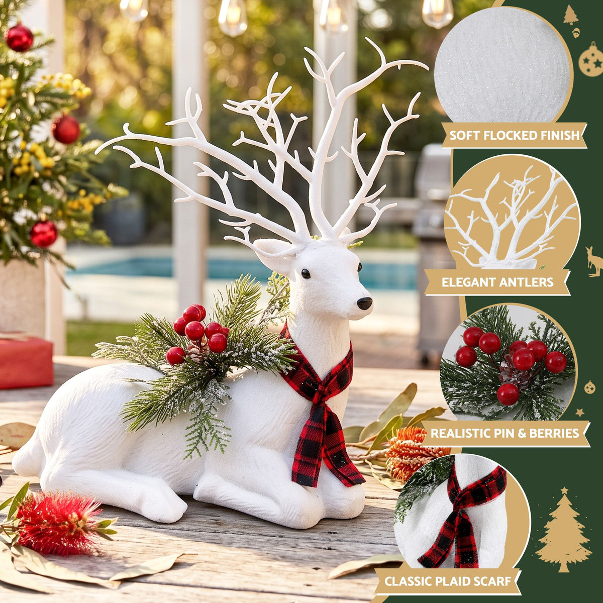 Glitter Christmas Reindeer Ornament, 32 cm – Jingle Jollys