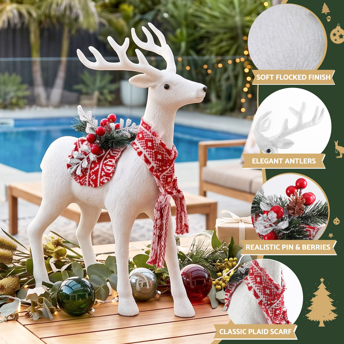 Glitter Christmas Reindeer Ornament, 45 cm – Jingle Jollys